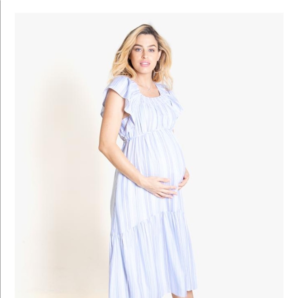 Ingrid and Isabel striped midi maternity dress
